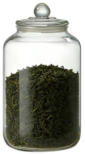 Calolin Glass Storage Jar, 3L Large Glass Food Container, Thick Cookie Jar with Lid and Handle, Clear, Kitchen Pantry Organization, 5.9 x 10.6 in