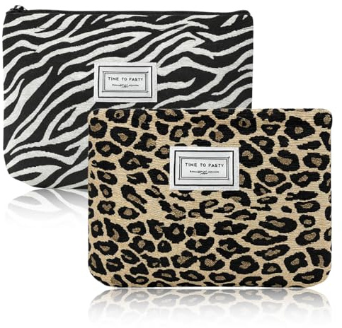 OIXEYA 2 pcs Neceser Leopardo para Maquillaje Neceser de Belleza Modas Viajes Accesorios Viaje Bolsa Grande Aseo Organizador