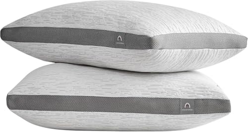 ACCURATEX Bambus Kissen 2er Set, höhenverstellbares Kopfkissen, 40×80 cm | Hybrid Füllung aus zerkleinertem Memory Foam & Daunenersatz, anpassbare Füllmenge, abnehmbarer Bezug, weich & stützend