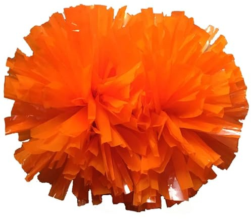 GIUPLOKID Accessori per Il tifo: Palline Colorate, Pompon da Cheerleading con Manico Multicolore 32 cm 4 Pezzi(Orange)