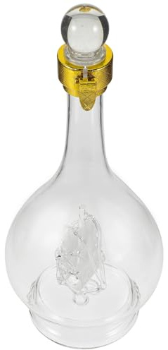 SHINEOFI Decantador de Vidrio Soplado a Mano en Forma de Barco Creativo, Botella para Licor 500 Ml Transparente, Decorativo para Vino y Whisky, Adecuado para Bar, Restaurante y Hogar