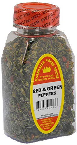 RED & GREEN SWEET BELL PEPPER FLAKES FRESHLY PACKED IN LARGE JARS, spices, herbs, seasonings