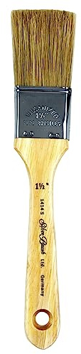 Silver Brush Limited 1414S-1-1/2 Superior White Bristle Flat Bulletin Cutter Paintbrush for Oil, Acrylic, Varnish and Top Coat, Size 1-1/2 Inches, Short Handle