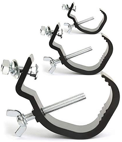 beamz 3x CC63B Black Metal Lighting G-Clamps Bundle – 30kg Heavy-Duty Truss & Stand Mounting Hooks for DJ, Stage, Disco & Party Lighting Fixtures, Fits Poles Up to 50mm Diameter