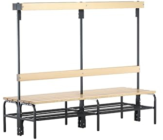Sypro | Umkleidebank mit Hakenleisten | beidseitig | 8 Haken 1500 mm | anthrazit | Schuhrost