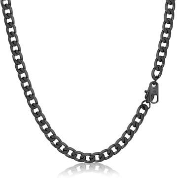 PROSTEEL Herrhalsband Svart stål 5mm Curb Link, kedja säljs ensam 51cm