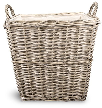 Square Rustic Countryside Style Chunky Wicker Fireside Heavy Duty Log Basket