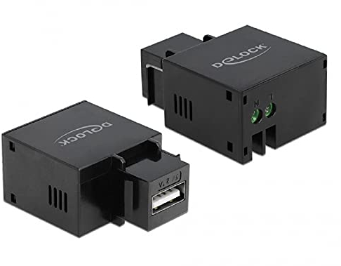 DeLOCK 86506 Module Keystone 86506, Plat, Noir, USB A, Terminal, Femelle, Plastique