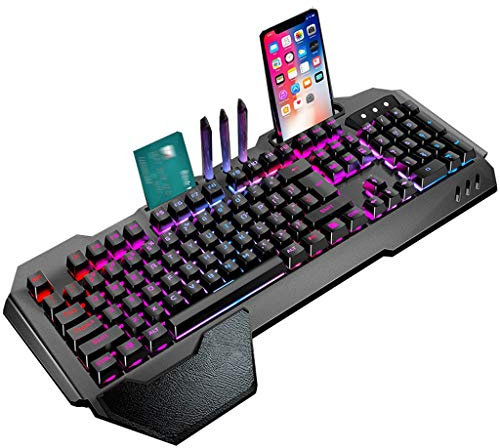 ARCH Clavier Gamer Panneau Métallique Clavier Mécanique avec L'ergonomie Elargi Repose-Poignets, Porte-Plume, Étanche Clavier De Jeu for Ordinateur Portable Jeux PC Clavier (Color : D)