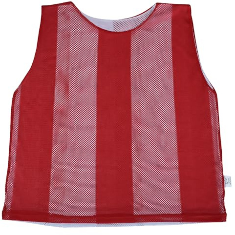 Vändbara träningshaklappar paket med 10 fotboll hockey nätboll utomhussport aktivitet dubbelsidig junior ungdom vuxen storlekar unisex t-shirts nättröja (röd/vit, junior (7 till 12 år))