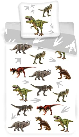 BrandMac ApS Bettwäsche Dinosaurier, für kleines Bett, Bettbezug 100 x 135 cm + Kissenbezug 40 x 60 cm