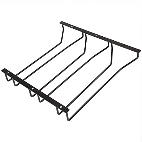 Dianoo 30.5cm Black Wine Glass Rack, Wine Glass Holder Under Shelf, Stemware Rack Under Cabinet, 3 Rows