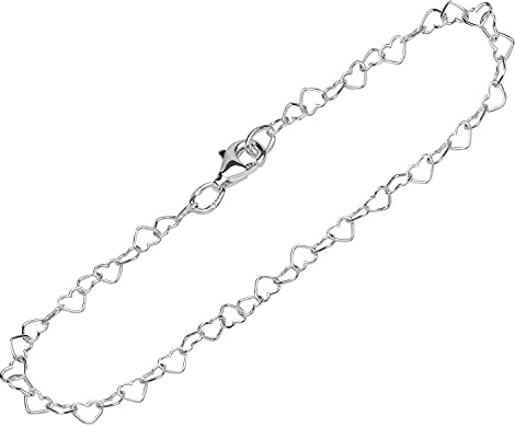 NKlaus silver armband dam 925 – hjärta ankarkedja – 19 cm – sterling armbandskedja – kvinnor designer ankare armband äkta sterlingsilver – 2,8 mm bred 12795, 19 centimeters, Sterlingsilver