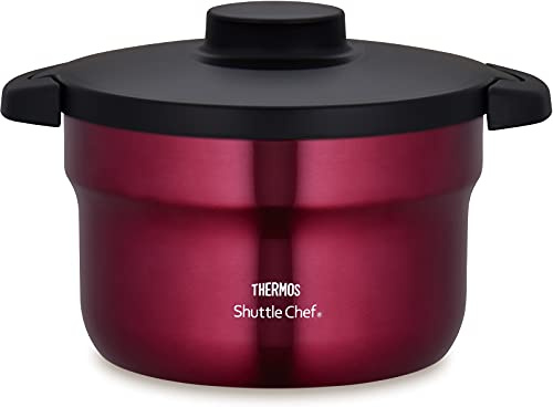 Thermos KBJ-3001 R Shuttle Chef Vacuum Insulated Cooker, 0.8 gal (2.8 L) (3 to 5 People), Red, Cooking Pot Fluorine Coating