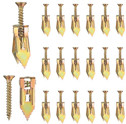 LJAPPLIED 100Pcs Plasterboard Fixings & Wall Plugs, Cavity Fixing Anchors and Screws, Hollow Expansion Anchors With Self Drilling Screws for Gypsum Board - M4x30mm (50 Anchors + 50 Screws)