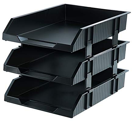 JTRHD Organizer für Zeitschriftenordner 3 Tier Plastikhefter Fächer Papier Buch Storage Rack Schreibtisch Schreiben Organizer Büro Home Use Bürobedarf (Farbe : Black, Size : One Size)