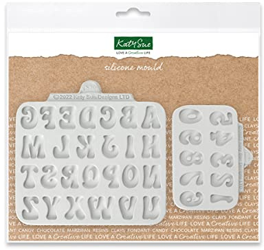 Katy Sue Fun Font Alphabet & Numbers Silicone Moulds (Pack of 2) for Cake Decorating & Crafts