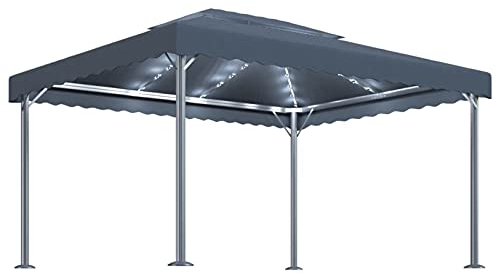 Festnight Pavillion Wasserdicht Gartenpavillon Metall,Pergola Metall Partyzelt,Gartenpavillon Sonnenschutz Terrasse 400x300 cm Anthrazit Aluminium für Outdoor-Veranstaltungen, Partys, Picknicks