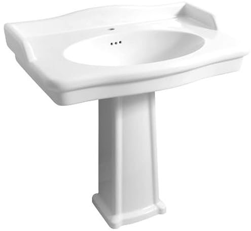 Lavabo sur Colonne Louxor Blanc Sarreguemines Robinetterie 3 trous