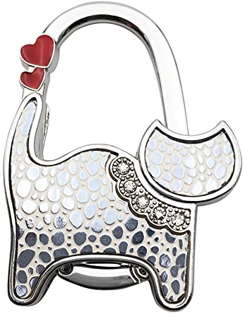 TopHomer Taschenhalter für Tisch, 1Stück Katze Handtaschenhalter Haken Faltbare Taschenhaken Handtaschenhalter für Tisch Handtaschen Halterung Tisch Handtasche Haken für Damen(Silber)