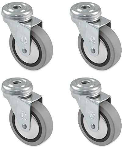 Amig - Lot de 4 roulettes pour Meuble Mod. 2504 | avec Trou et roulements | Dimensions : Ø 40 mm | Charge maximale par Roue : 17 kg | Fabriqué en Caoutchouc | Couleur : Gris | sans Frein