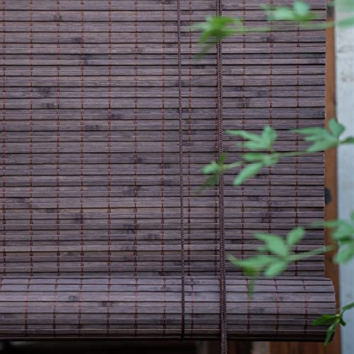 kefu01 Tenda a Rullo in bambù per Interni/Esterni,Avvolgibile Bamboo Naturale Traspirante,Tenda di bambù,Tapparella a Carrucola in Bamboo,Larghezza 50-160cm,con Ascensore (W120xH280cm/W47 xH110)