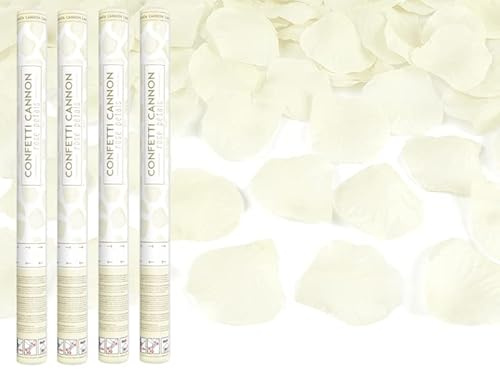 4 Stück Konfettikanone Rosenblätter Herzen Hochzeit Geburtstag Jubiläum Babyparty Party Supplies Konfetti Shooter Popper 60cm (Creme Blütenblätter)