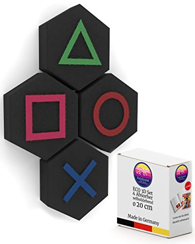 PolySound® ECO Akustikpaneele selbstklebend - 4 Gaming Schallabsorber Motiv Erweiterungsset für RAW/ECO Sets - Extremer Schallschutz als Wandbild