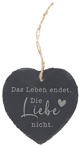 Spruchreif | Kleines Schieferherz mit Gravur | Schieferherz mit Spruch | Schiefertafel in Herzform mit Kordel zum Aufhängen | Wanddeko mit Sprüchen | Erinnerung Andenken | Dekoherz Trauer