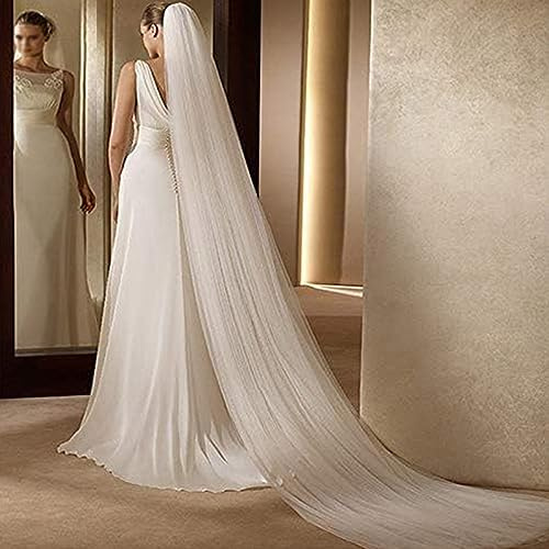 Wedding 2 or 3 Tier Cathedral Length White Ivory Veil With Comb - Elegant Soft Tulle Floor Length Romantic Wedding Accessory (300X150cm)