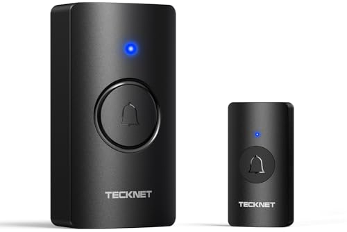 TECKNET Wireless Doorbell, Waterproof Doorbell Battery-Operated Cordless Door Chime Kit with up to 400 M Wireless Range, 5-Level Volume & 60 Chimes with 4.5 Year Battery Life