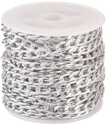 Boutigem Catene a maglia barbazzale in alluminio non saldate, 5 m, 7 x 4 x 1,2 mm, per collane fai da te, bracciali, gioielli