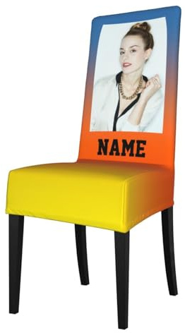 ＨＡＯＡＮＧＺＨＥ Personalisierte Stuhlhusse, Stuhlhussen mit Deinem Foto, Abnehmbare, Waschbare Stuhlhussen,Für Hochzeit Partys Bankett Haus Esszimmer, Hotel, Restaurant Dekor, Geschenk für die Familie