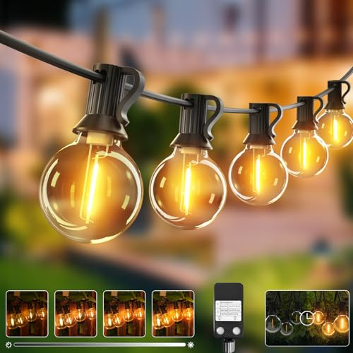 btfarm 13M Lichterkette Außen Dimmbar mit Timer, 18+1 LED Outdoor Lichterkette Strom Wetterfest Wasserdicht Lichterkette Glühbirnen für Garten Terrasse Hochzeiten Party, Warmweiß