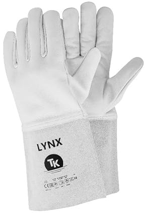 TK Gloves LYNX Schweißerhandschuh Montage-Handschuhe aus Leder/Größe 10, 1 Paar Weiße/Handschuhe Arbeitshandschuhe/ungefütterter Schweißschutzhandschuh/vollnarbiges Ziegenleder