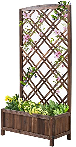 Outsunny Jardinera con Enrejado Macetero Exterior 60x30x122,5 cm Marrón