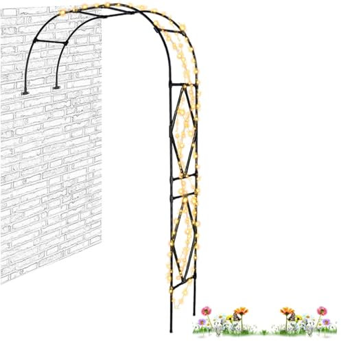 YHDZWY Halbbogen Rosenbogen W2.1xH2.4(m), W2.4xH2.4(m), W2.8xH2.4(m) Metall Pergola Torbogen Stabil Wetterfest Terrasse Rankgitter Rankhilfe Gartenbogen Schwarz/Weiß(Schwarz,W1.2xH2.4(m))