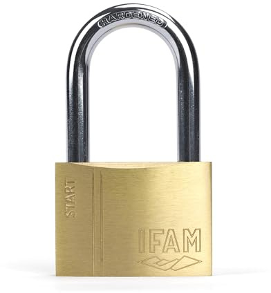 IFAM Anti-stöld-hänglås SR60AL startområde, 60 mm, långt handtag, dubbellås, inklusive 2 tandade nycklar, starka och pålitliga, perfekt för resväskor, skåp, lådor