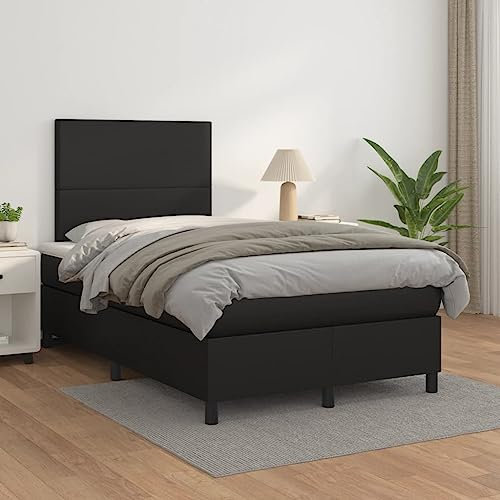 THOYTOUI Boxspringbett, Tagesbett Bett Seniorenbett Bettgestell Geeignet für Wohnungen Aufenthaltsraum Hotel Schlafzimmer mit Matratze Schwarz 120x200 cm Kunstleder