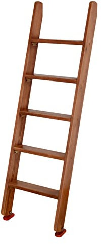 5 Step Brown Painted Bunk Bed Ladder, Indoor Solid Pine Wood Ladders, Loft Ladder with Hooks & Rubber Foot Pads, 150kg/330 Lbs Load Bearing