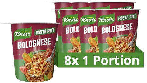 Knorr Pasta Snack Pot Bolognese leckere kleine Mahlzeit fertig in nur 5 Minuten 8x 60 g
