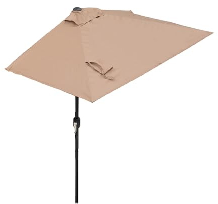 Halb rechteckig Gartenschirm 200x100cm, 250x130cm wandschirm mit Kurbel und 5 Streben, UV-Schutz Sonnenschirm für Balkon, Veranda