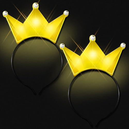 Niumowang Leuchtendes Stirnband, Prinzessinnen Glitzer Haarbänder, led haarschmuck, LED Blinkende Leuchtkrone Stirnband, Krone Kopfbedeckung, für Halloween, Karneval, Geburtstagsfeiern