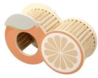 Dehner Lieblinge Nagerhaus Orange, Nagerzubehör für Hamster/Nager/Mäuse, ca. 23 x 14 x 9 cm, aus FSC®-zertifiziertem Kiefernholz/Sperrholz, orange/Natur