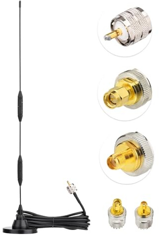 Eightwood VHF UHF Antenne Auto Mobilfunkantenne 144/430 MHz Dualband Antenne 47.5CM Amateurfunkantenne Pl259 Antenna mit SMA Adapter 3 M Verlängerungskabel für BTECH ICOM Midland Yaesu TYT Cobra