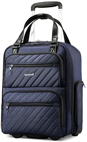 LUGGEX Underseat Carry On Luggage with Wheels, UDK Stylish Lightweight Under Seat Luggage, Soft Sided Personal Item Suitcase for Short Trip (UX-Core, Blue Black, 16 Inch)