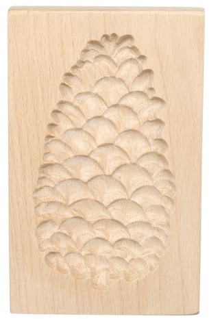 sourcing map Wooden Cookie Mould 5.12 x 3.15 Wooden Cookie Biscuit Mould Cone Carved Baking Cookie Tool Biscuit Press Stamp
