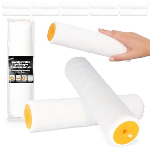 10x Farbroller 25 cm Farbwalze Malerrolle Malerwalze Ersatzwalze Lackierrolle Wolle Polyacryl Roller Wand Streichen Möbel Malen Maler-Zubehör Anti-Spritz-Roller Malerbedarf
