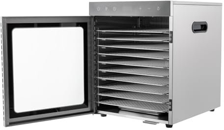 YNAADYH Dehydrator, Multi Etagen Dörrautomaten Dehydrator für Lebensmittel Für Zuhause Edelstahl Dörrgerät Dörrapparat Dörrautomat Obsttrockner Dehydrator 30-90℃ (A8 10Etagen)