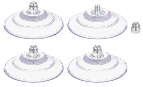 QUARKZMAN 4 confezioni di ventose per vetro 90 mm/3,5 di diametro trasparenti in PVC con vite M8 x 10 mm, per finestre, bagno, porta, parete di vetro, auto, protezione solare